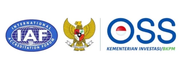 Logo IAF (International Accreditation Forum), Garuda Pancasila, dan OSS Kementerian Investasi/BKPM