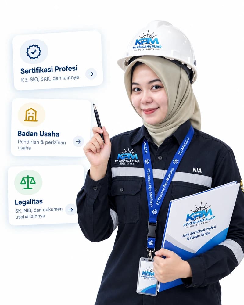 Konsultan Pijar Legal membawa map layanan sertifikasi profesi dan badan usaha